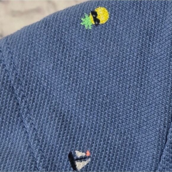 Baby Boy Carter's Shark Sailboat Pique Romper Blue Cotton Polo One-Piece Outfit - Picture 9 of 12